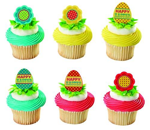 DecoPac 12 Piece - Happy Easter Eggs and Flowers Rings - Perfect Surprise for Inside Easter Eggs