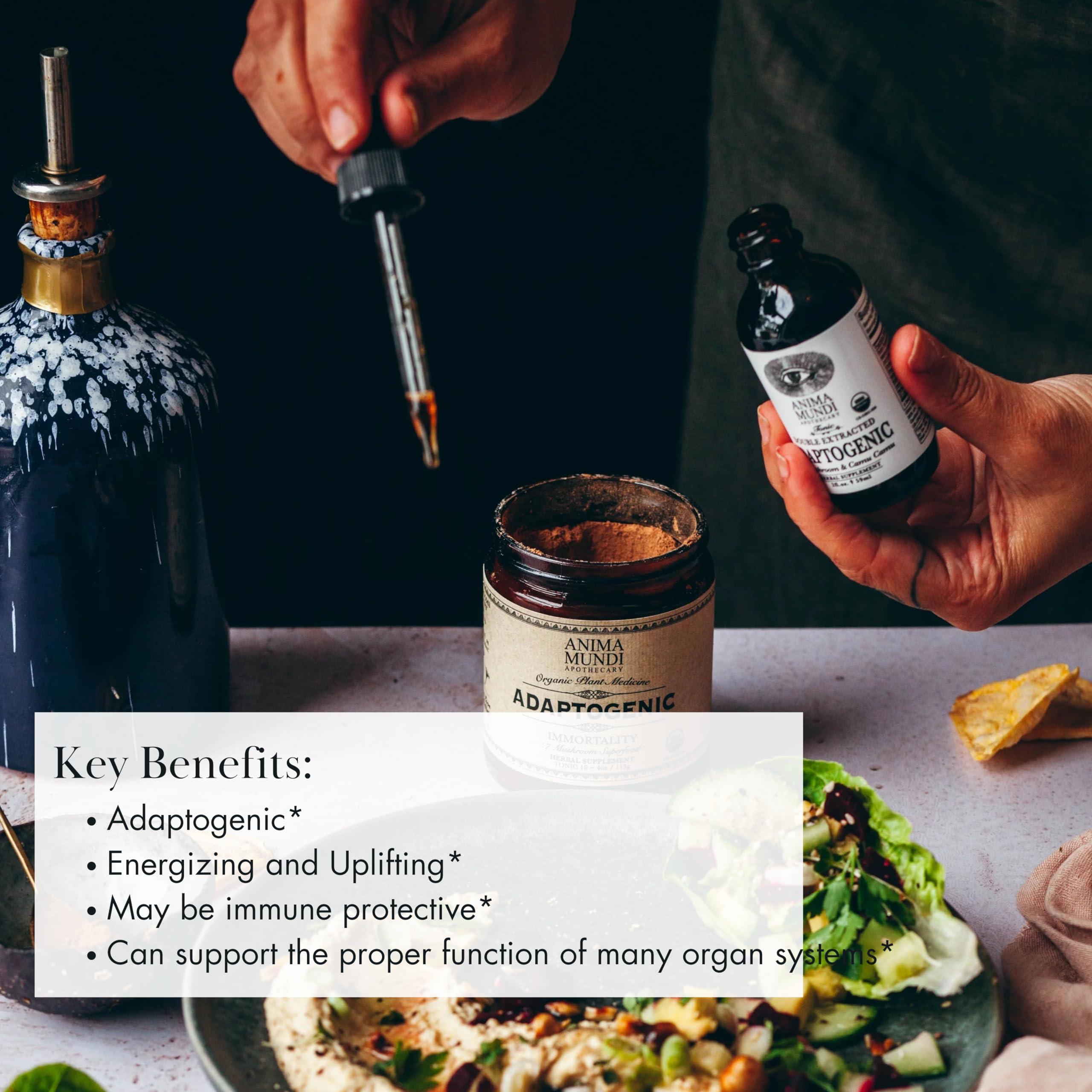 Anima Mundi Apothecary Anima Mundi Adaptogenic 7 Mushroom Drops - Adaptogenic Blend with Organic Mushroom Extracts - Liquid Immune Support Tincture with Reishi, Lion\'s Mane, Cordyceps & Chaga Mushroom Liquid Extract (2oz)