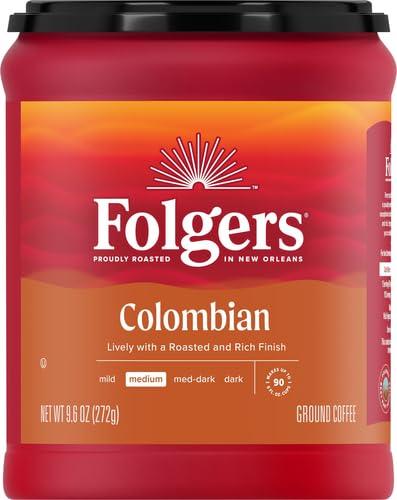 Folgers Folgers 100% Colombian Coffee, Medium Roast Ground Coffee, 9.6 Ounce Canister