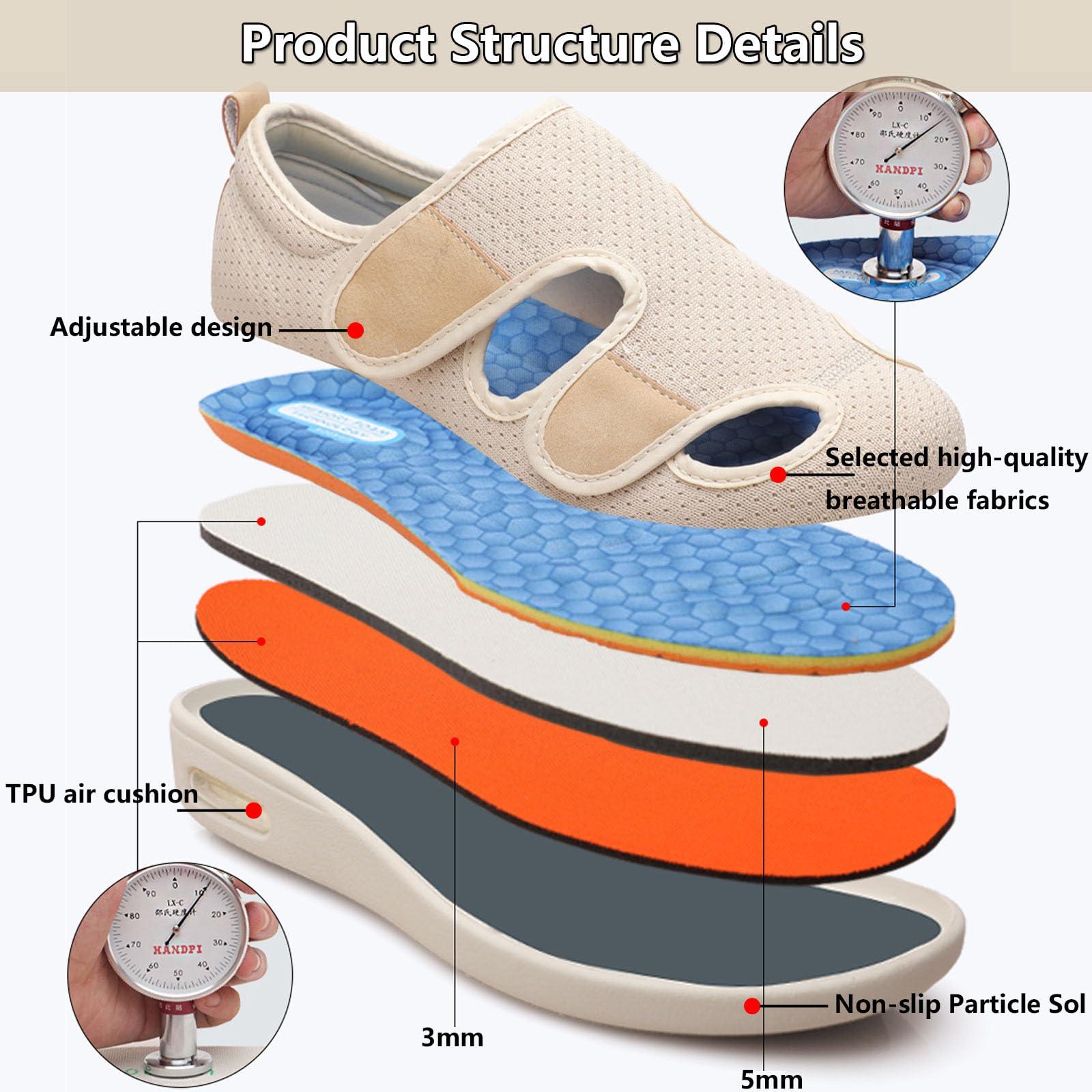 bumuam bumuam Men\'s Diabetic Shoes Extra Wide Width,Outdoor Walking Sneakers Orthopedic Lightweight Comfy Casual Slippers for Elderly Swollen Feet Arthritis Recovery Men 8/Women 9 Black