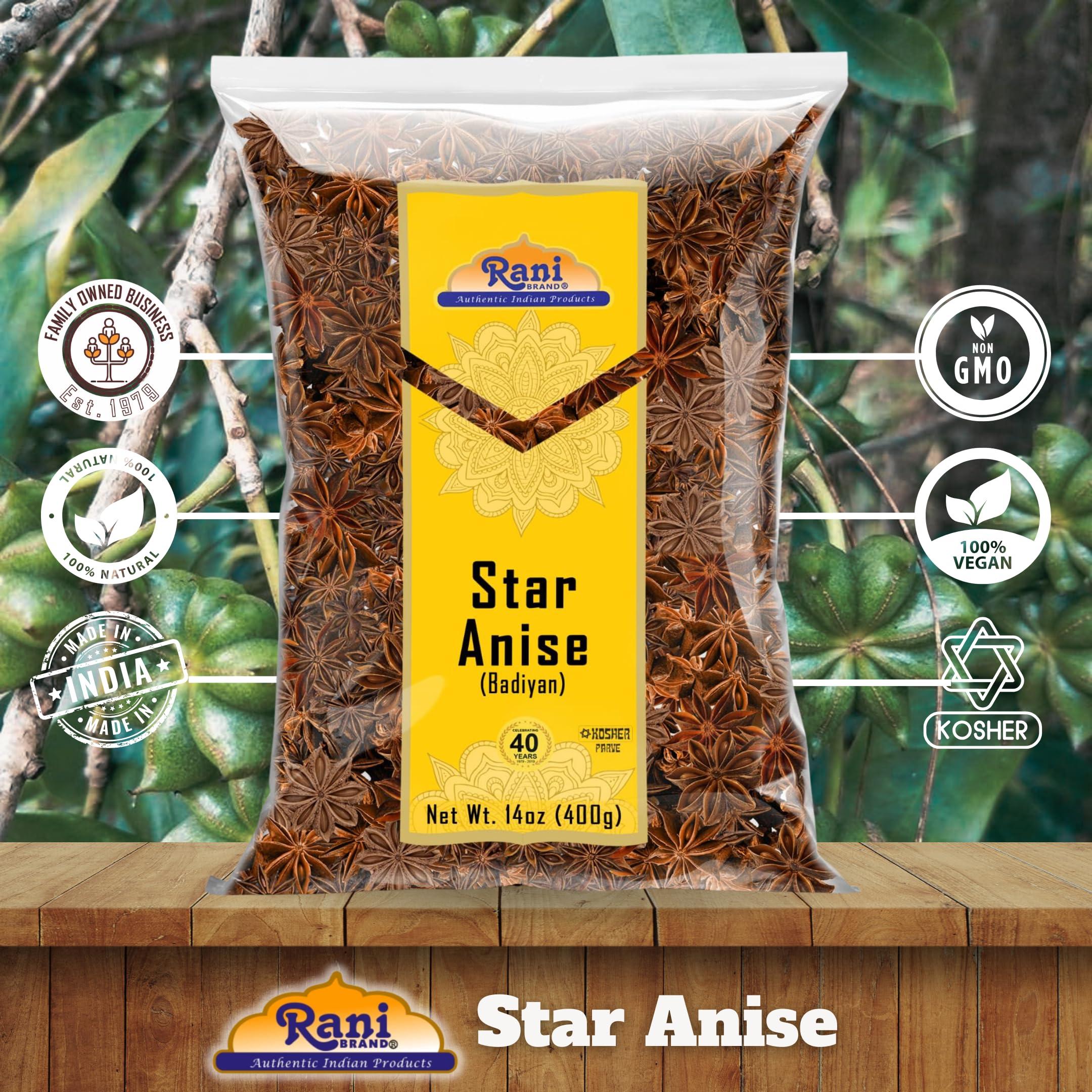 Rani Brand Authentic Indian Products Rani Star Anise Seeds, Whole Pods (Badian Khatai) Spice 14oz (400g) ~ All Natural | Gluten Friendly | NON-GMO | Kosher | Vegan | Indian Origin