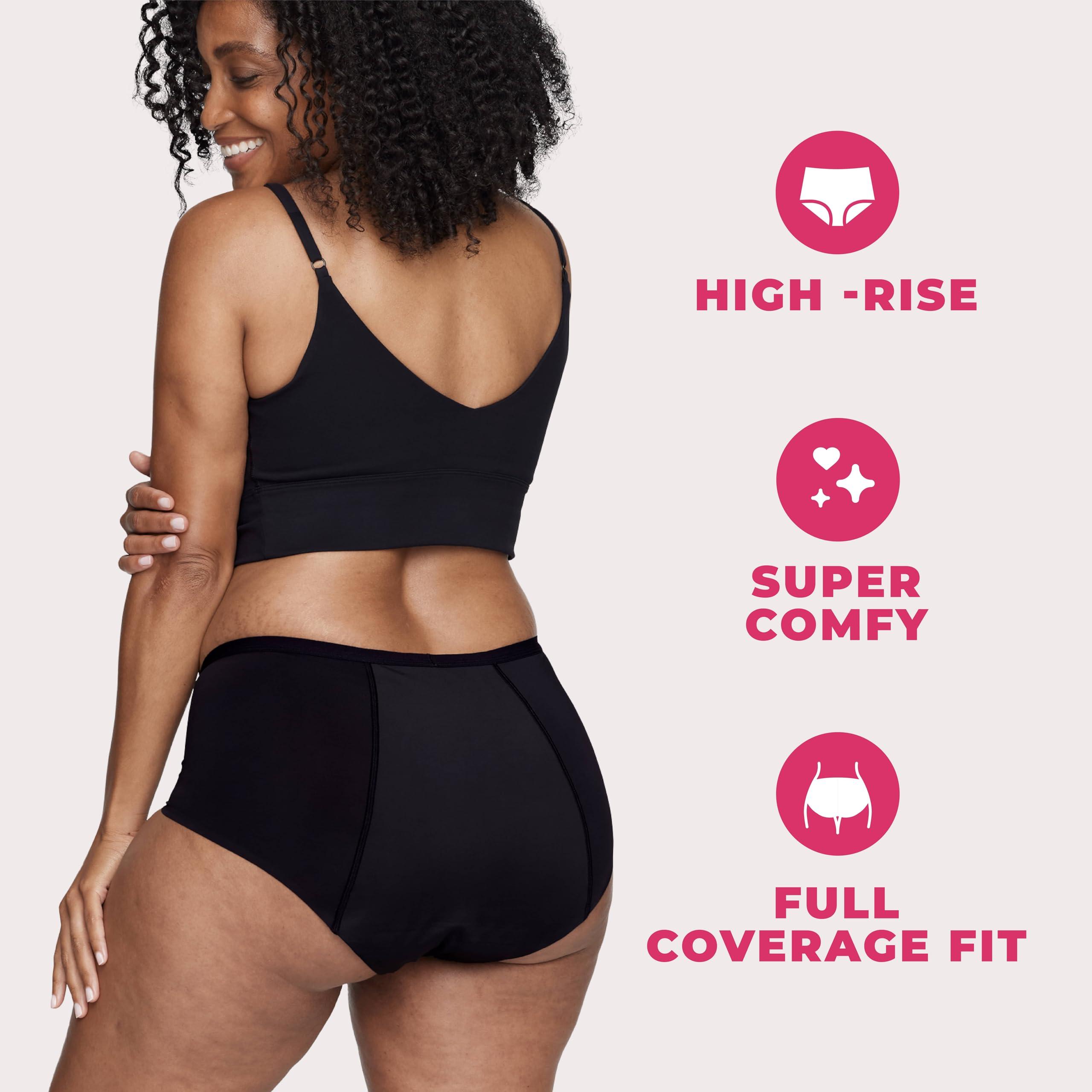 Proof. Proof. by Always Period Underwear 2pk Bundle, Super Heavy & Overnight High Rise Briefs - Medium - Washable Leakproof Period Panties for Women hold up to 7-9 Regular Tampons - Black