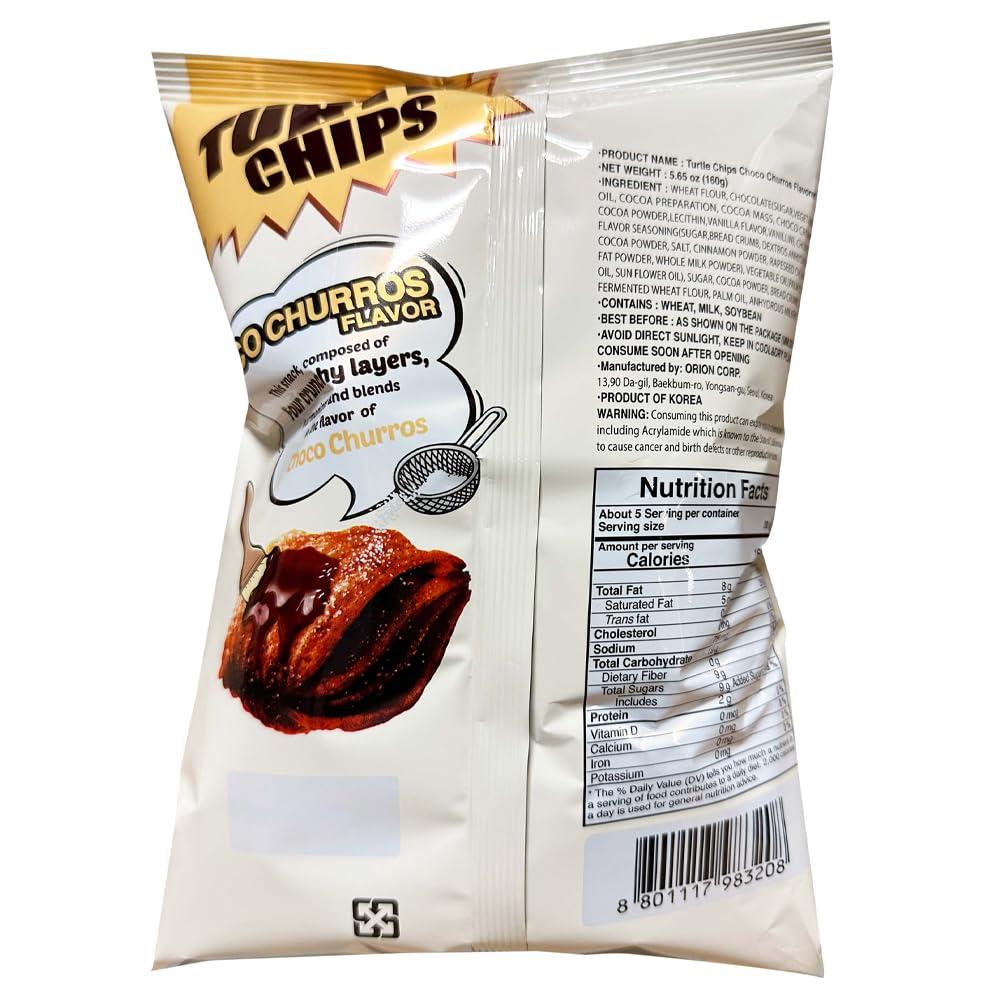 CROS Cros Orion Turtle Chips-Choco Churros Flavor-Crispy Korean Party Corn Snacks-3 Packs x 160G