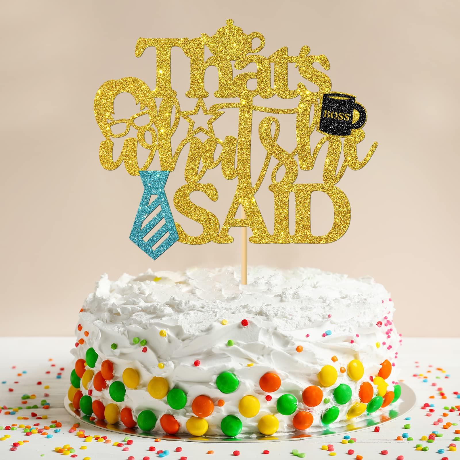 RoadSea RoadSea That's What She Said Cake Topper - Office Funny Theme Birthday Cake Supplies - Coworkers Boss Happy Birthday Party Decorations - Gold Glitter