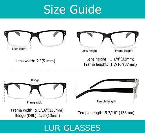 LUR 3 Packs Half-rim Reading Glasses + 6 Packs Classic Reading Glasses (Total 9 Pairs Readers +4.00)
