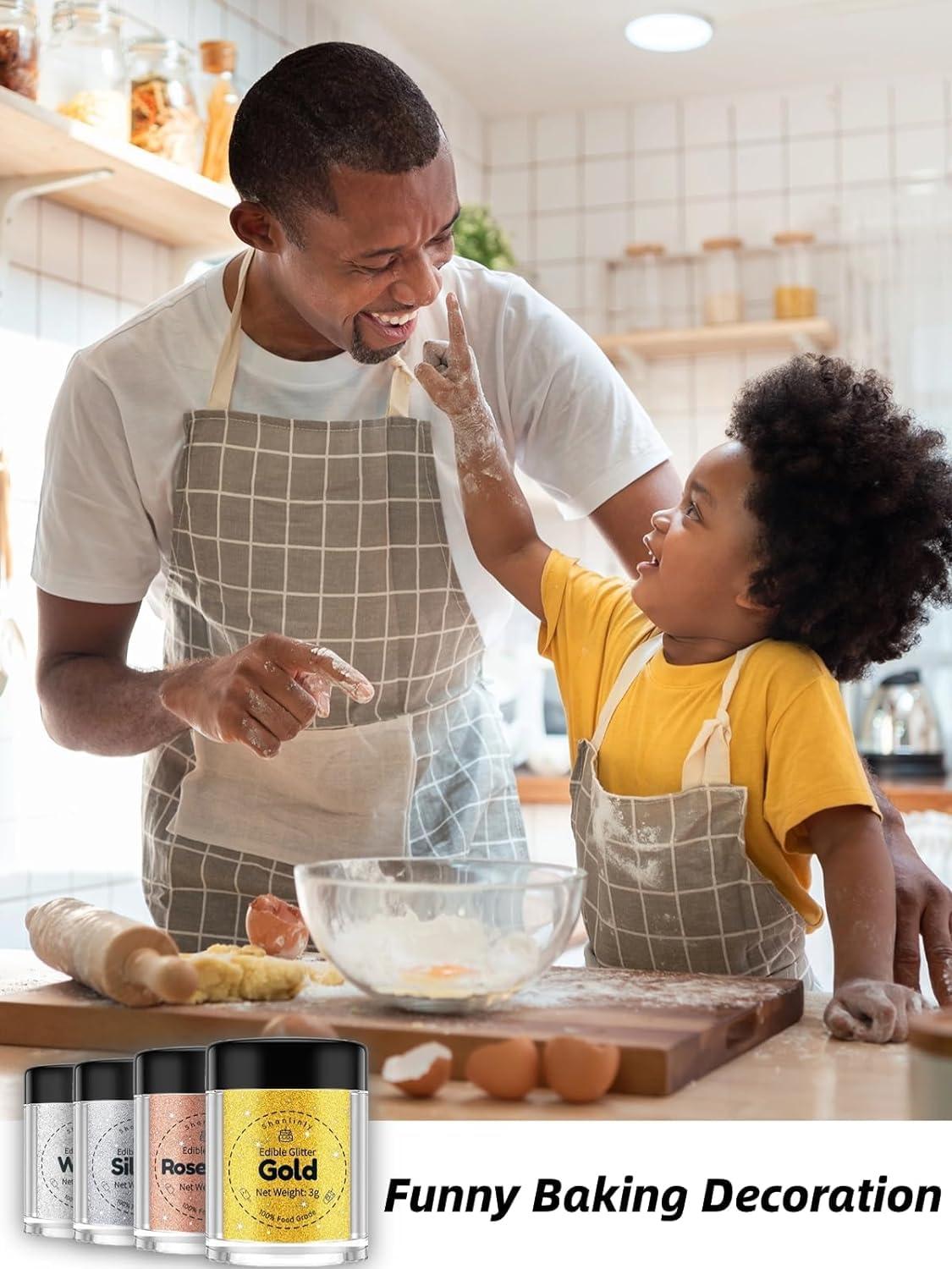 Shanlinly Shanlinly Silver Edible Glitter for Cakes Drinks - Food Grade 5g Shimmer Luster Glitter Dust Edible Glimmer Powders for Strawberries, Sprinkle on Sparkle, Chocolate, Cookie, Cupcake, Cocktail, Vegan