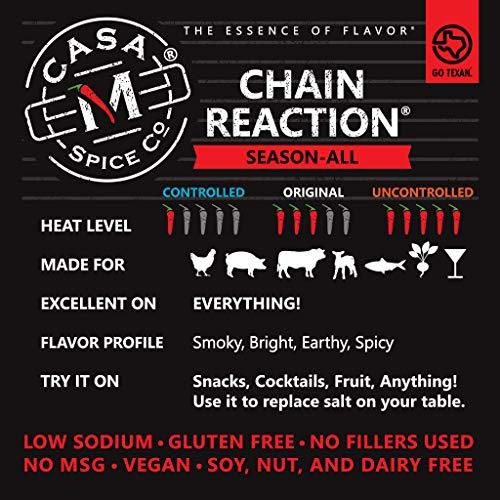 Casa M Spice Co Casa M Spice Co® Uncontrolled Chain Reaction® Season-All• Low Sodium • Gluten Free • Keto Friendly BBQ Spices and Seasonings (Uncontrolled (2x as spicy), Plastic Shaker (with 1-cup seasoning))