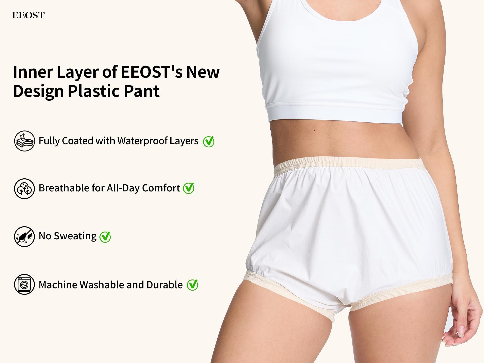 EEOST EEOST Women\'s Plastic Pants for Adult Diapers Incontinence Waterproof Cloth Diaper Cover Leakproof Rubber Underwear Alternative (Beige, XL)