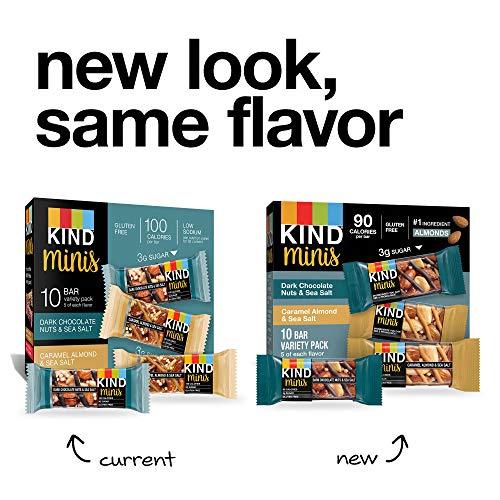 KIND KIND Minis, Dark Chocolate Nuts & Sea Salt/ Caramel Almond & Sea Salt, 14 Oz (Pack Of 20)