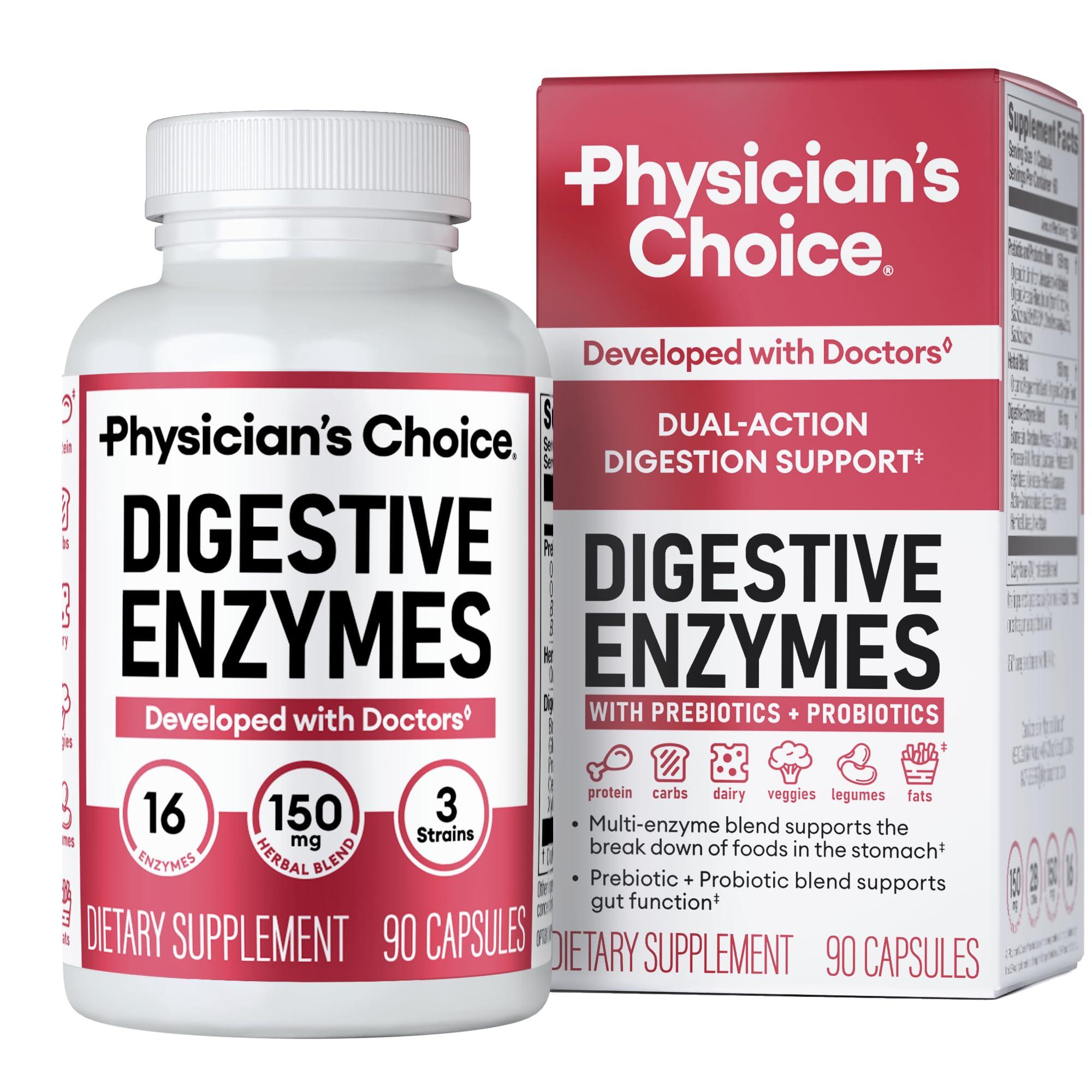 Physician\'s CHOICE Physician\'s CHOICE Digestive Enzymes - Multi Enzymes, Organic Prebiotics & Probiotics for Digestive Health & Gut Health - for Meal Time Discomfort Relief & Bloating - Dual Action Approach - 90 CT