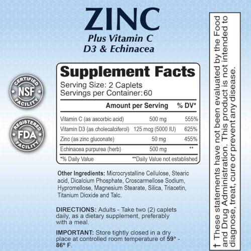 ALFA VITAMINS Zinc Gluconate 25 mg by Alfa Vitamins - Boost Immune System - Promote Healthy Skin - 100 Tablets