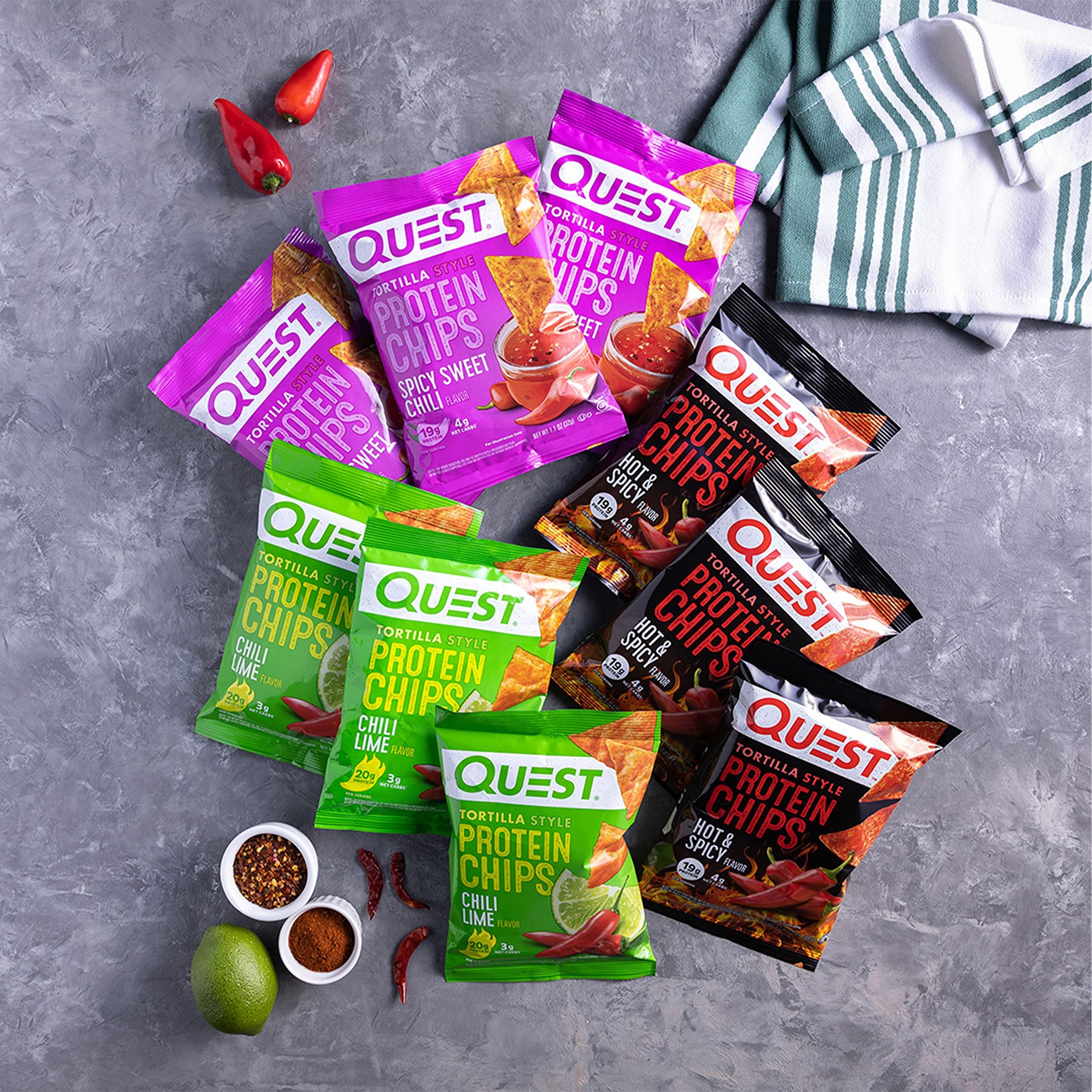 Quest Nutrition Quest Nutrition Tortilla Style Protein Chips, Spicy Variety Pack, Chili Lime, Hot & Spicy, & Spicy Sweet Chili, 12 Count (3 Each Flavor)