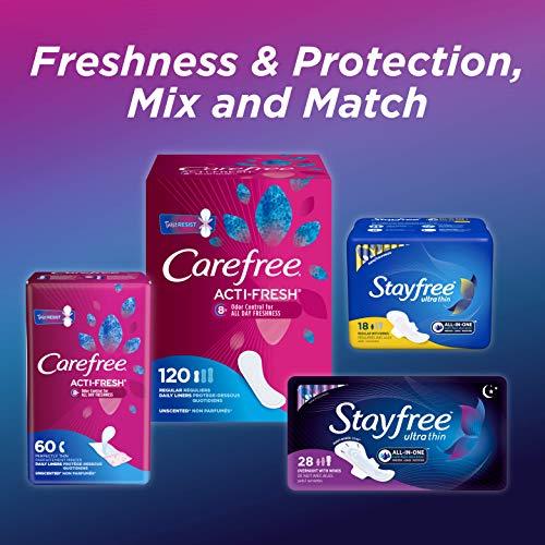 Stayfree Stayfree Ultra Thin Overnight Pads with Wings, For Women, Reliable Protection and Absorbency of Feminine Moisture, Leaks and Periods, 28 Count