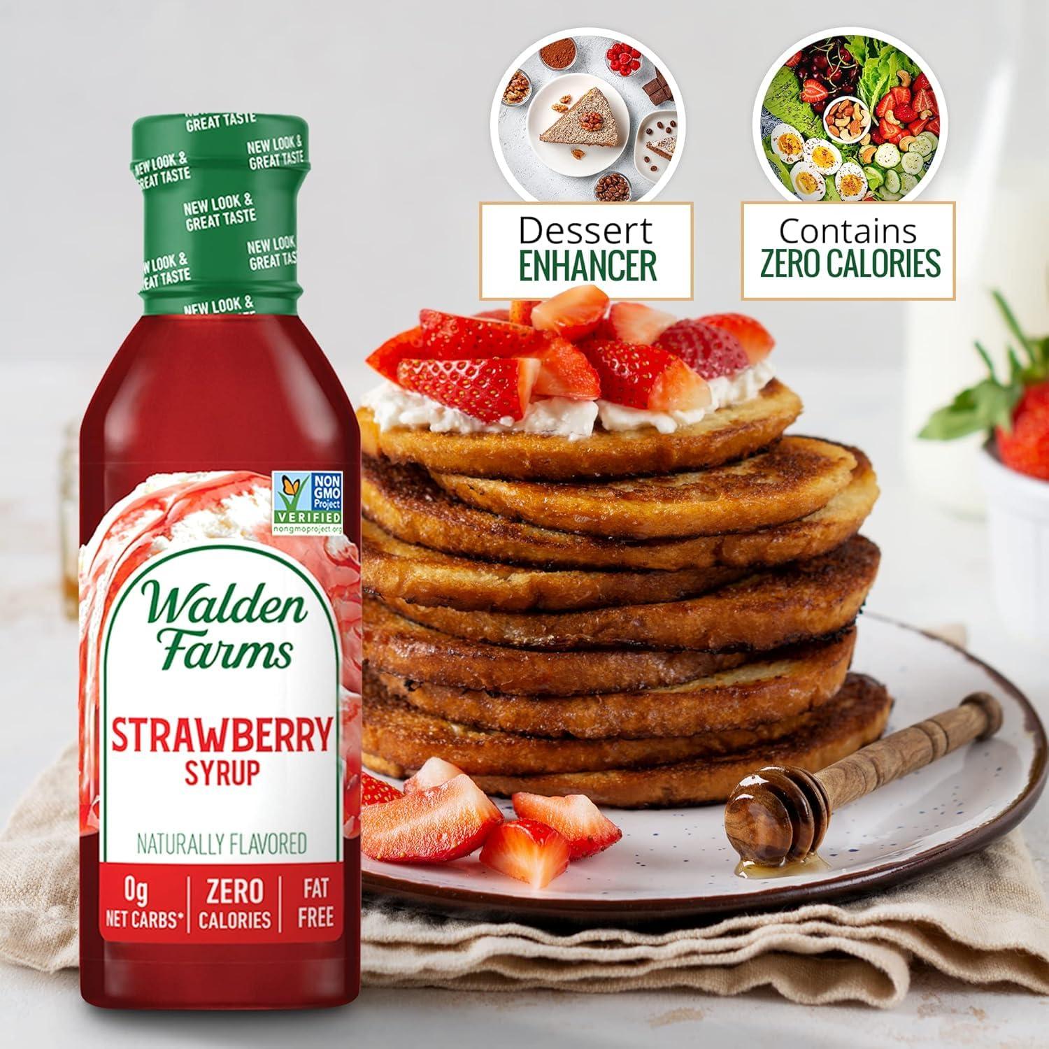 Walden Farms Walden Farms Strawberry Syrup - Calorie-Free, Sugar-Free, Keto-Friendly, Low Carb, Gluten-Free, Vegan Strawberry Syrup Alternative for Desserts, Smoothies, Breakfast, (12 oz Bottle x 2)