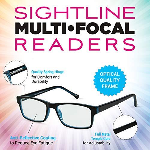 Sightline Sightline Multifocal Progressive Reading Glasses for Men and Women Narrow to Regular Fit 6005 (Blue, 3.00, multiplier_x)