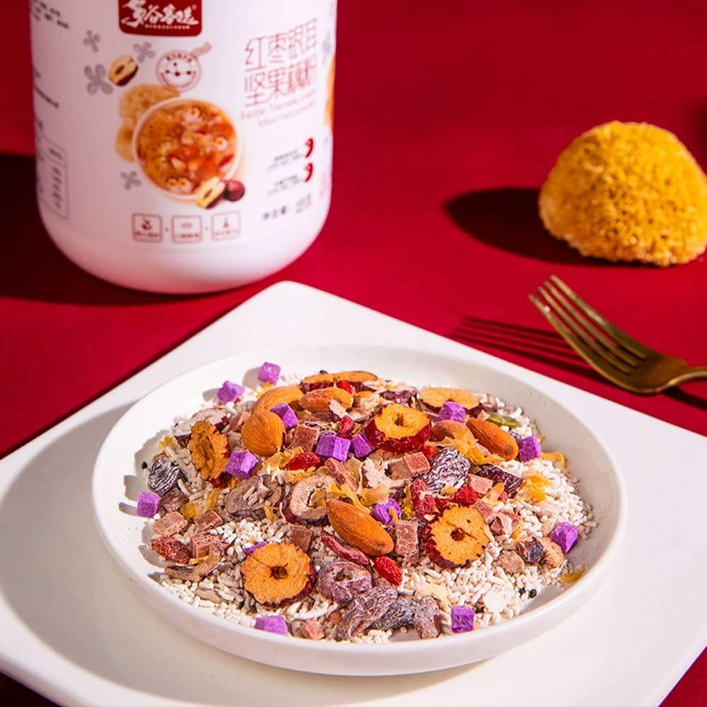 TEAERPKLAE Red Date and White Fungus Instant Lotus Root Powder Soup 17.6 oz/500g Noodle Soup with Nuts Drink a full breakfast porridge Nutritional breakfast drink substitute