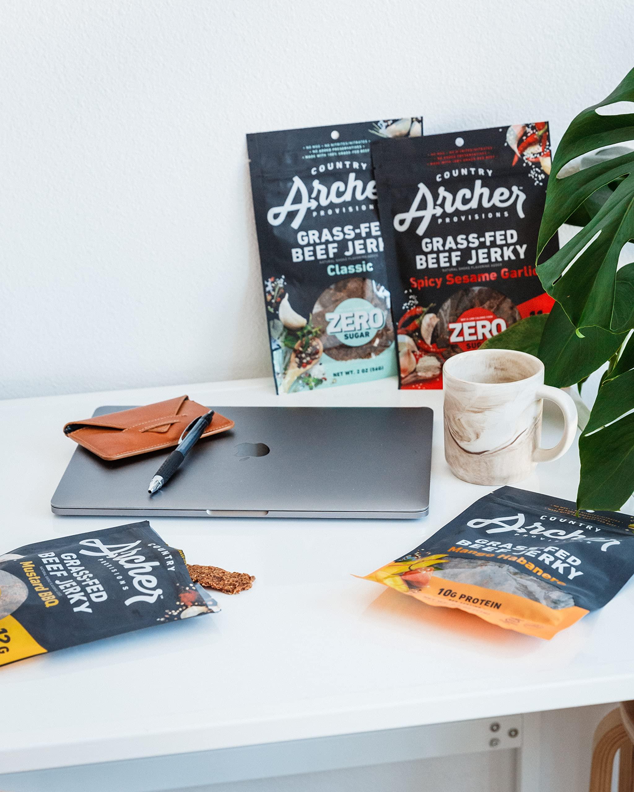 Country Archer Zero Sugar Classic Beef Jerky by Country Archer, 100% Grass-Fed, Sugar Free, Gluten Free, Protein Snacks, 5.3 Ounce, 2 Pack