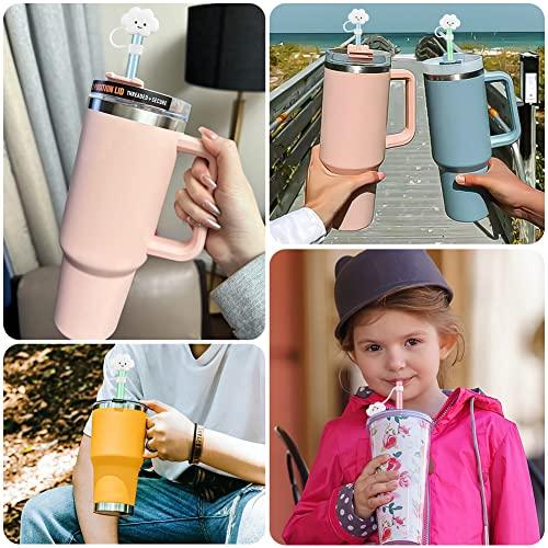 AUAUY AUAUY 6 PCS Silicone Replacement Straws for Stanley 40oz 30oz Cup, Reusable Colorful Straws Compatible with Stanley Adventure Quencher Travel Tumbler, Cup Straws with Cleaning Brush & Straw Covers