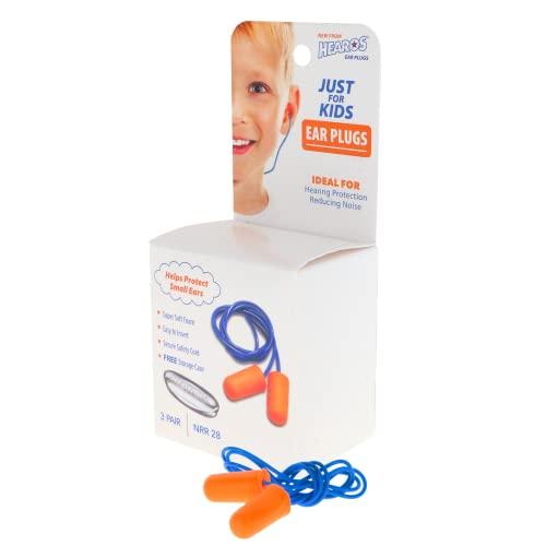 Hearos HEAROS Just for Kids Foam Ear Plugs, X-Small, Corded Hearing Protection, NRR 28, 3 Pairs