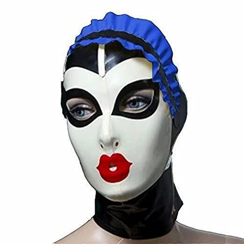 LEIMI Latex Hood Women Gummi Rubber Full Cover Mask Anti-clip Hair Maid Hood Masquerade Party Latex Mask (XL, Pink)