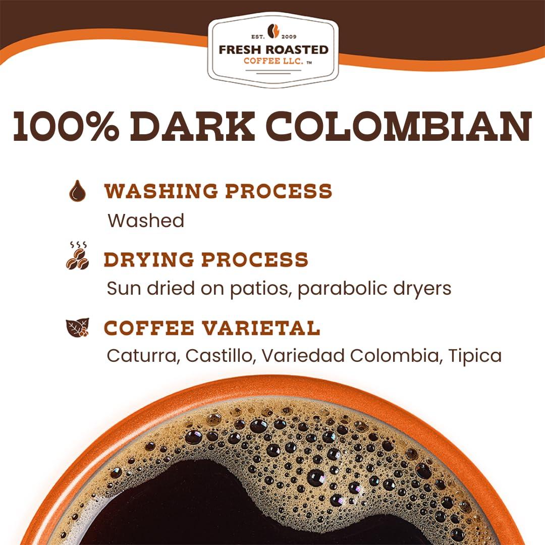 Fresh Roasted Coffee Fresh Roasted Coffee,100% Dark Colombian, 2 lb (32 oz), Med-Dark Roast, Kosher, Ground