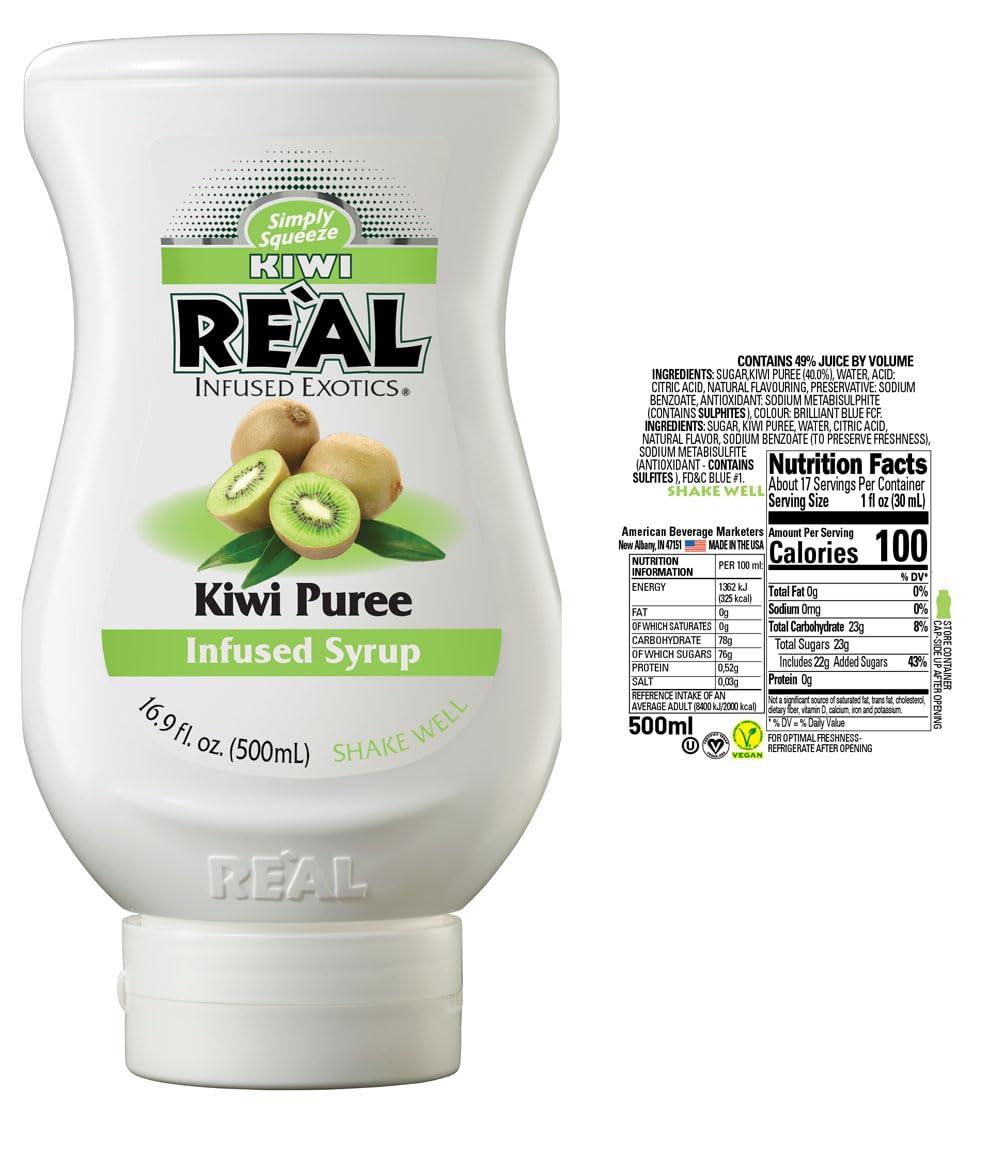 REAL INFUSED EXOTICS Rel Infused Exotics Tropical Fruit Flavoring Syrup Variety - 2x Coco, Mango, Passion Fruit, Pia, Kiwi (Pack of 6, 16.9 FL OZ Bottles)