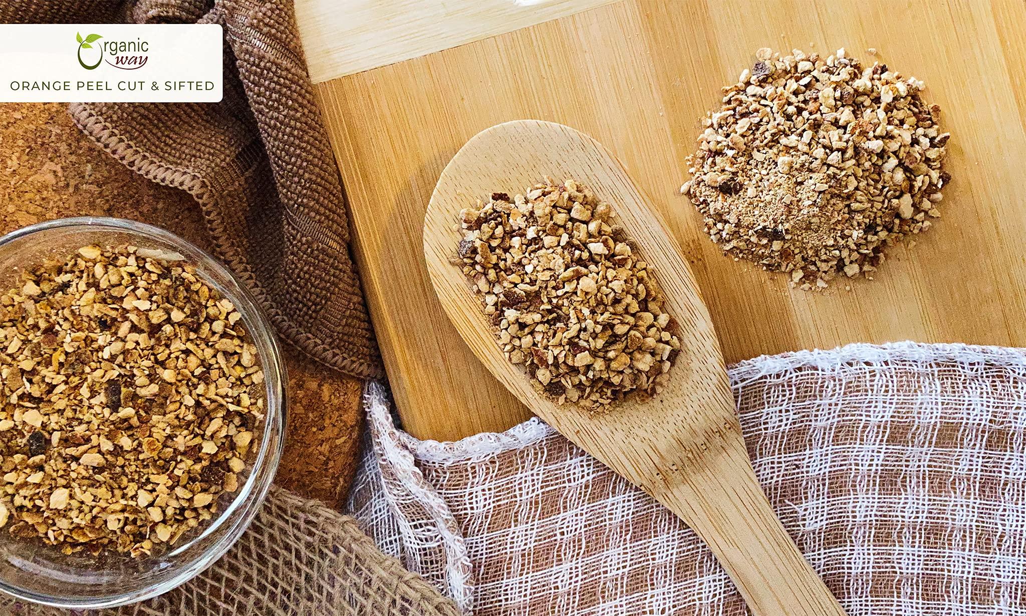 Organic Way Organic Way Dried Orange Peel Cut & Sifted (Citrus sinensis) - European Wild-Harvest | Organic & Kosher Certified | Vegan, Non GMO & Gluten Free | USDA Certified | Origin - India (1/2LBS / 8Oz.)