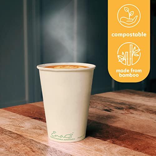 Earth's Natural Alternative 100% Compostable Disposable Coffee Cups [12oz 320 Pack] Paper Cups Made from Bamboo, Eco-Friendly, Biodegradable Premium Party Cups, Natural Unbleached by Earth's Natural Alternative