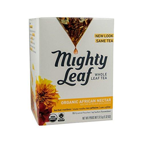 Mighty Leaf Mighty Leaf Whole Leaf Tea, Organic African Nectar, 45 Tea Bags (Pack of 3, 15CT each) Individual Pyramid-Style Tea Sachets of Uncaffeinated Organic Rooibos Tea, Delicious Hot or Iced