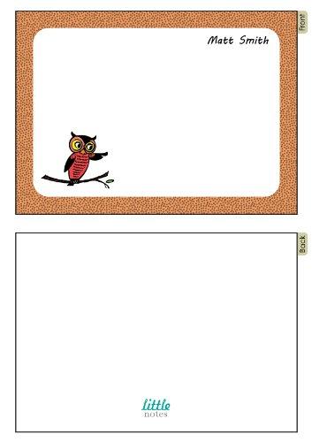 Little Notes by Comptime Owl Note Cards - Personalized (40 Cards and Blank Envelopes)