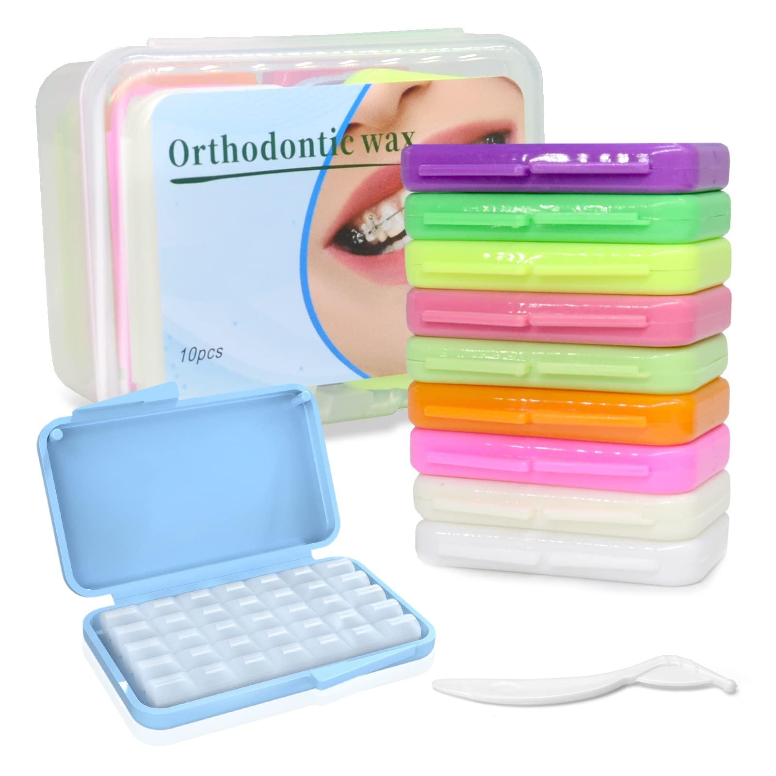 ZIZNBA (10 Pack) Braces Wax-Dental Wax for Braces & Aligners,50 Premium Orthodontic Wax Strips-White