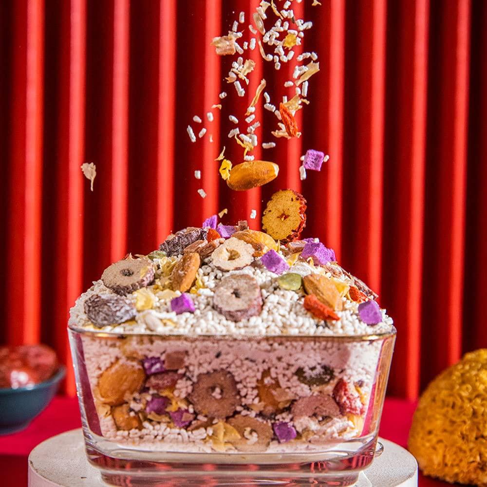 TEAERPKLAE Red Date and White Fungus Instant Lotus Root Powder Soup 17.6 oz/500g Noodle Soup with Nuts Drink a full breakfast porridge Nutritional breakfast drink substitute