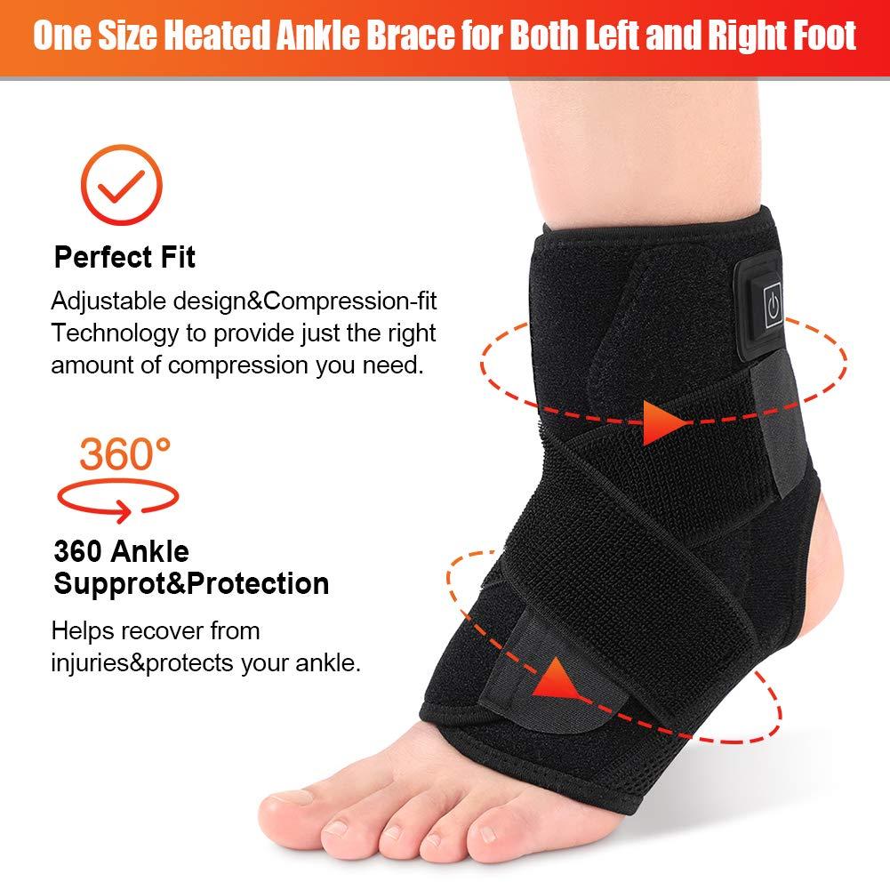 Mavis Laven MAVIS LAVEN Heating Ankle Brace, Heat Foot Drop Orthotic Brace with Adjustable 3 Level Controller for Injury Joint Recovery, Ankle Sprain Swelling, Arthritis, Strain, Fit