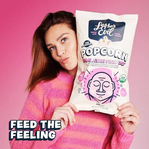 Lesserevil LesserEvil Himalayan Pink Salt Organic Popcorn, No Artificial Ingredients, Coconut Oil, Pack of 12, 0.88 oz Bags