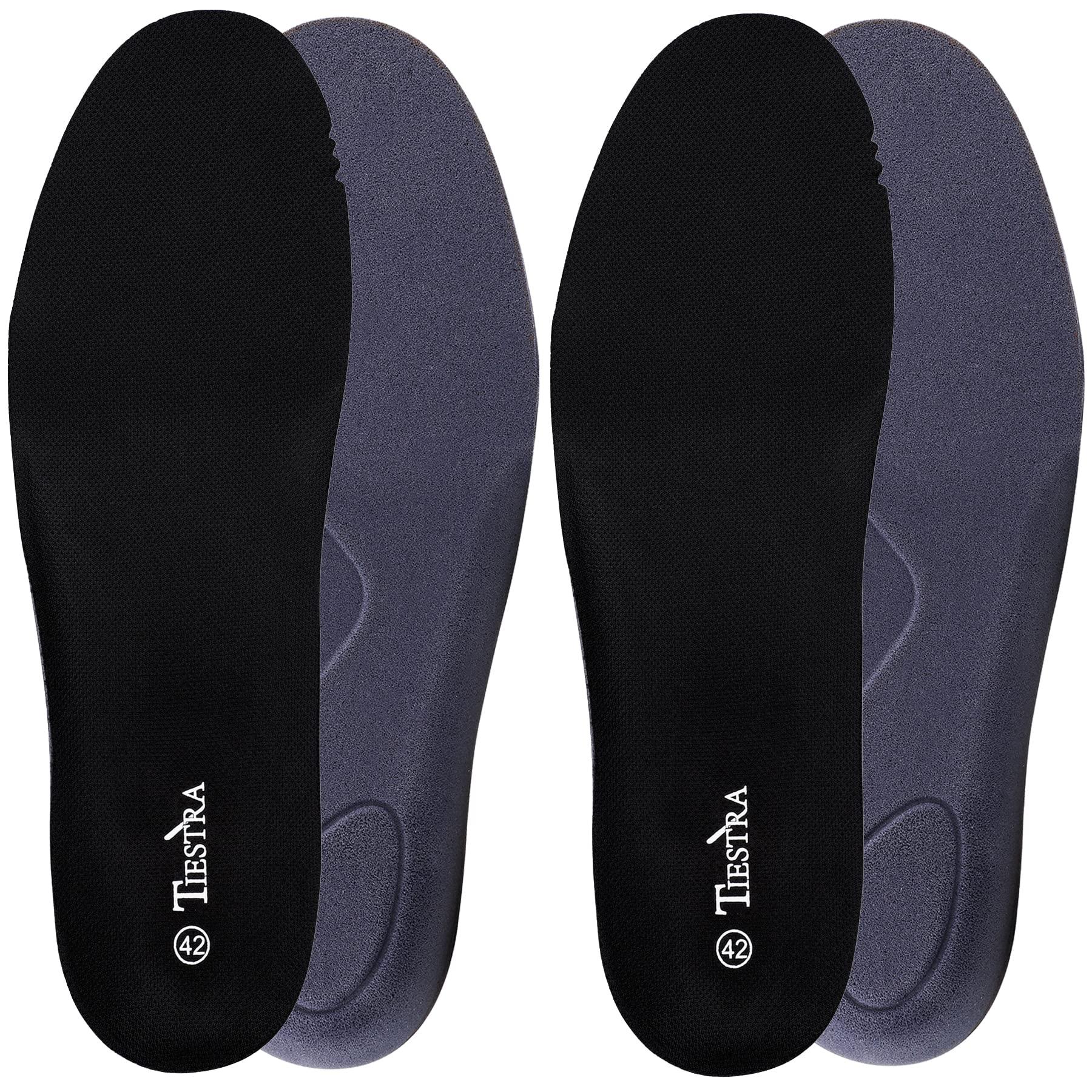 TIESTRA 2 Pair-Insoles for Mens Memory Foam Shoe Inserts,Replacement Insoles for Work Boot Running Shoes-Shock Absorption and Cushion for Feet Relief,Comfort Inner Soles for Everyday Use Black 42EU/US9