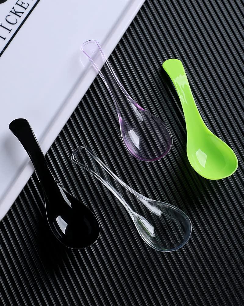 T Legend 50 PCS Disposable Clear Plastic Spoons,Asian Soup Spoons,Chinese Spoons,tasting spoon,front dish spoon,Plastic Cutlery(Clear round bottom)