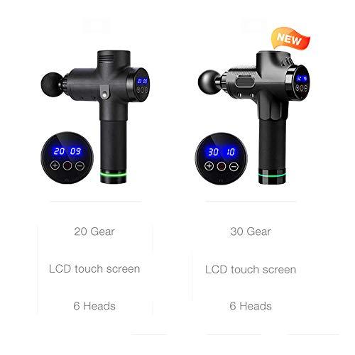 KDFJ KDFJ 30 Gears LCD Touch Screen High Frequency Massage Gun Muscle Relax Body Relaxation Electric Massager with Portable Bag 6 Heads-30 Gears-Silver