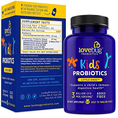 lovebug PROBIOTICS lovebug PROBIOTICS for Kids | Multi-Strain 3 Billion CFU | Constipation & Stomach Discomfort | Sugar Free | Ages 6+