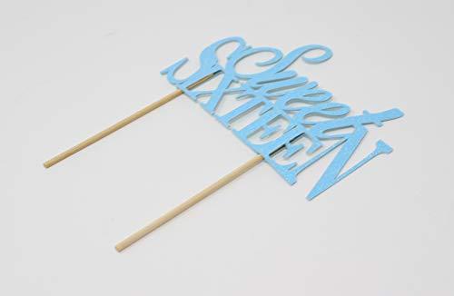 All About Details All About Details Sweet Sixteen Cake Topper (Glitter Pastel Blue) 1pc, 16th Birthday, Glitter Topper