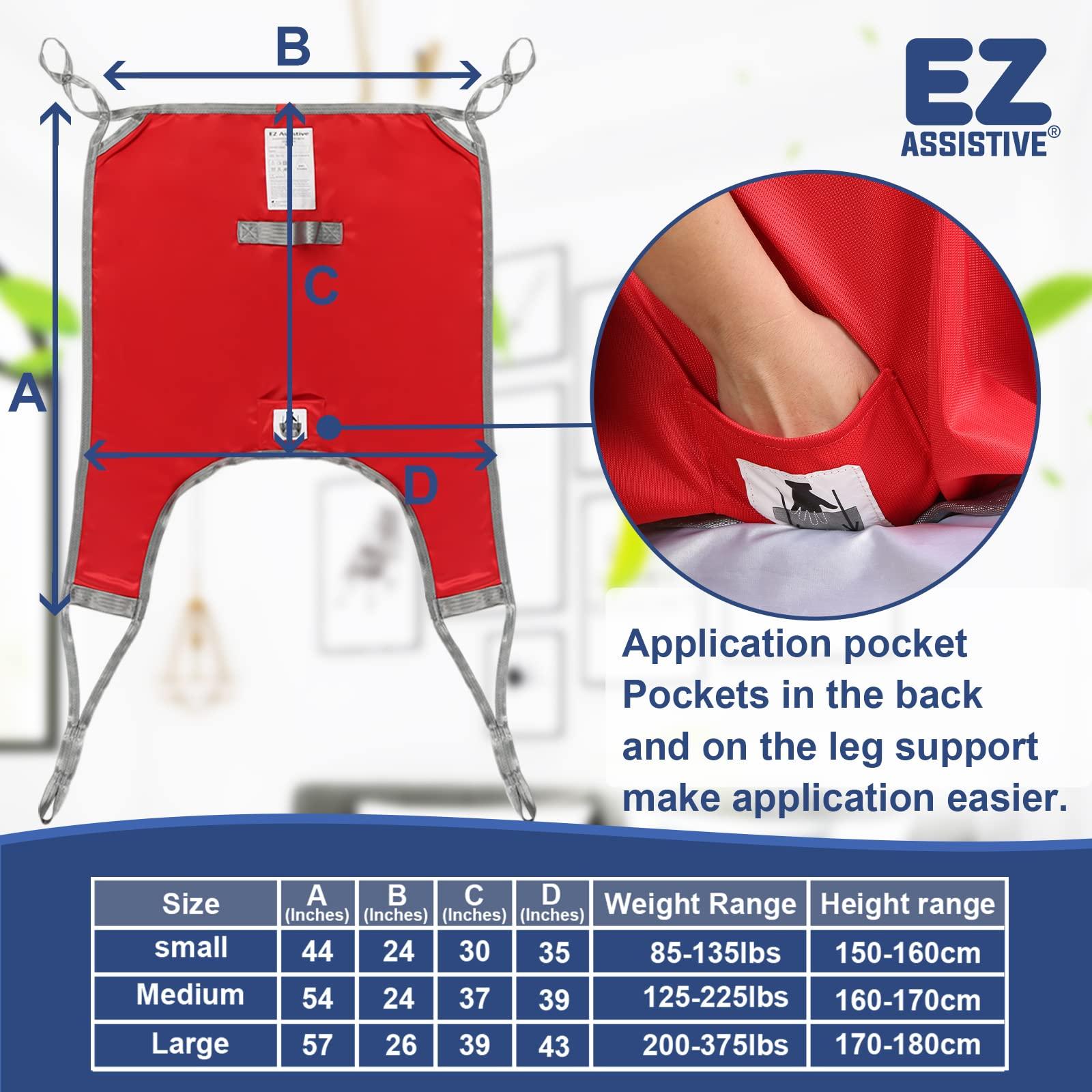 EZ Assistive EZ Assistive Patient Lift Divided Leg Sling with Lower Back, Lift Sling for Transfer and Positioning and Lifting, 500lb Weight Capacity (Large)