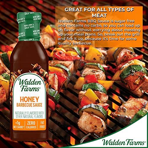 Walden Farms Walden Farms Sugar Free Honey BBQ Sauce, 12-oz. Gourmet Barbecue Grilling Marinade for Meat, Ribs, Pork, Chicken, and Steak, No Carb Keto Friendly, 2 Pack