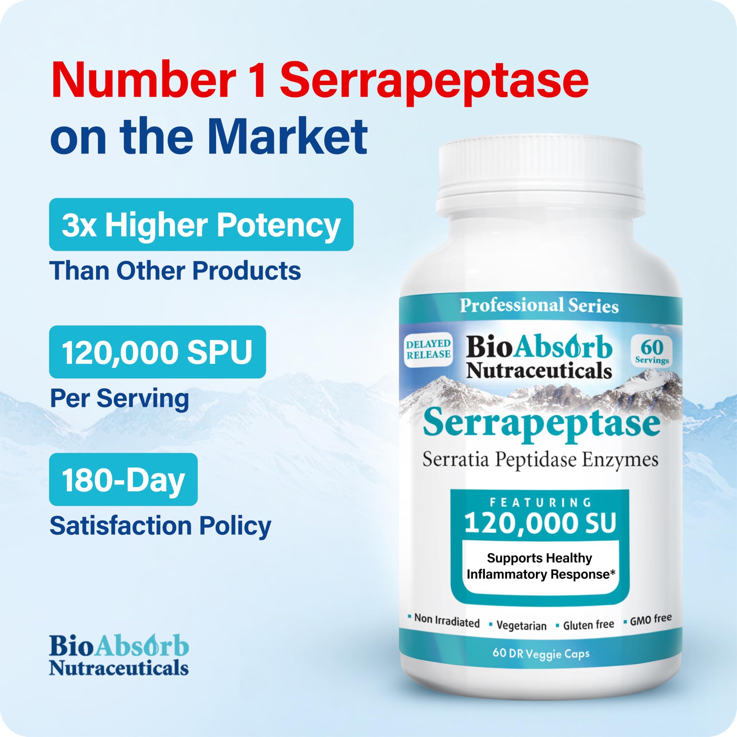 Bio Absorb Nutraceuticals BioAbsorb Serrapeptase Supplement 120000 SPU, High Potency, Delayed Release