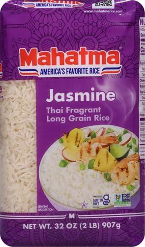 Mahatma Mahatma Jasmine Rice, 32-Ounce Bag of Rice, Thai, Indian, or Cambodian Fragrant Flavored Rice, Stovetop or Microwave Rice