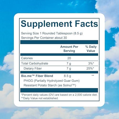 Bio.me Daily Prebiotic Fiber - Fiber Supplement Powder for Digestive Health & Gut Health - Fiber Powder Unflavored Prebiotics, Non-GMO Dietary Fiber, Gluten & Sugar Free Soluble Fiber Supplements-30 Servings