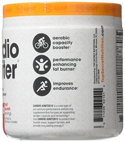 Top Secret Nutrition Top Secret Nutrition Cardio Igniter Pre-workout Supplement with Beta-alanine, L-Carnitine, and Red Beet Extract, 6.35 oz. (180g), (30 Servings) Fruit Punch