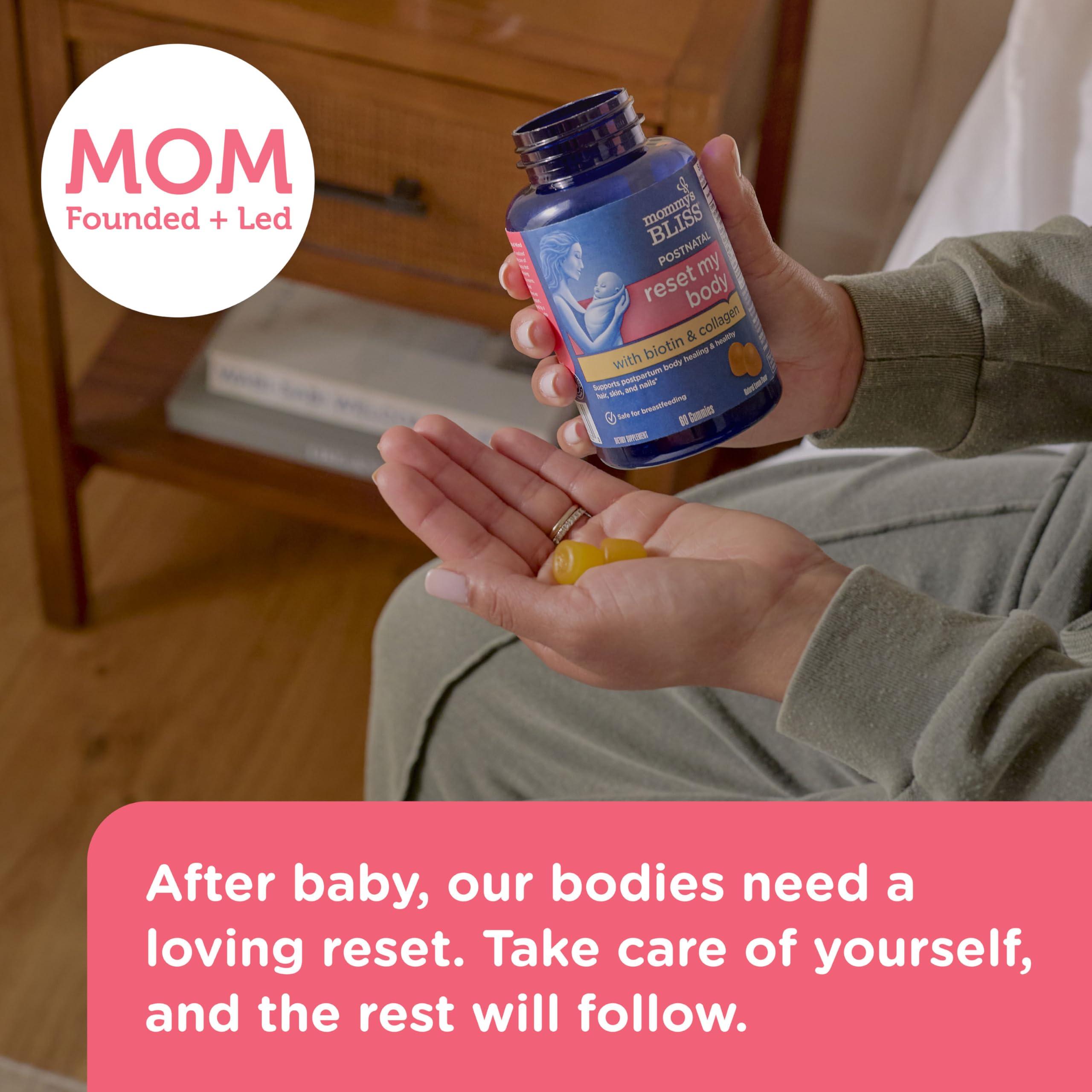 Mommy\'s Bliss Mommy\'s Bliss Postnatal Support Reset My Body Gummies with Biotin & Collagen, Supports Postpartum Energy, Healing & Joint Health + Hair, Skin & Nails Health, Gluten Free, 60 Gummies (30 Servings)
