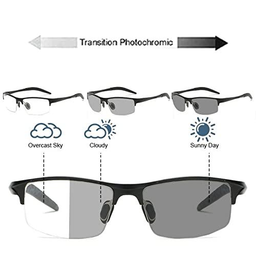 willochra sports cycling full lens Reading Glasses Men Presbyopia Hyperopia Glasses Transition Sun Photochromic Sunglasses Reader (2pcs-black&silver, 1.25, multiplier_x)