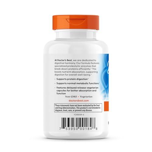 Doctor's BEST Doctors Best Proteolytic Enzymes, Broad Spectrum Proteolytic Enzyme Formulation, Non-GMO, Vegetarian 90 Delayed Release Veggie Caps
