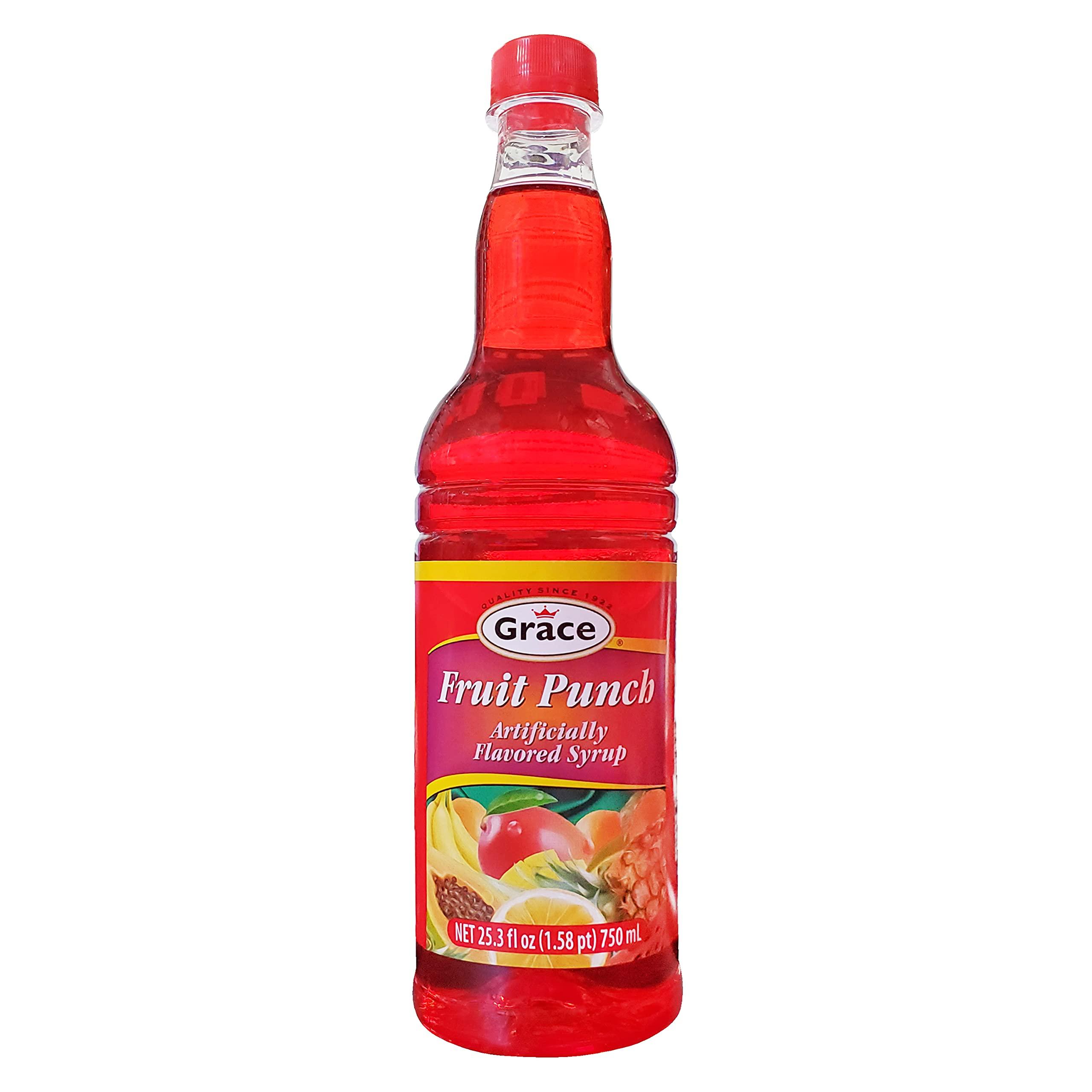 Grace Grace Fruit Punch Syrup 25.5 oz - 2 Pack - Authentic Jamaican Fruit Flavored Syrups for Drinks & Cocktail Syrup