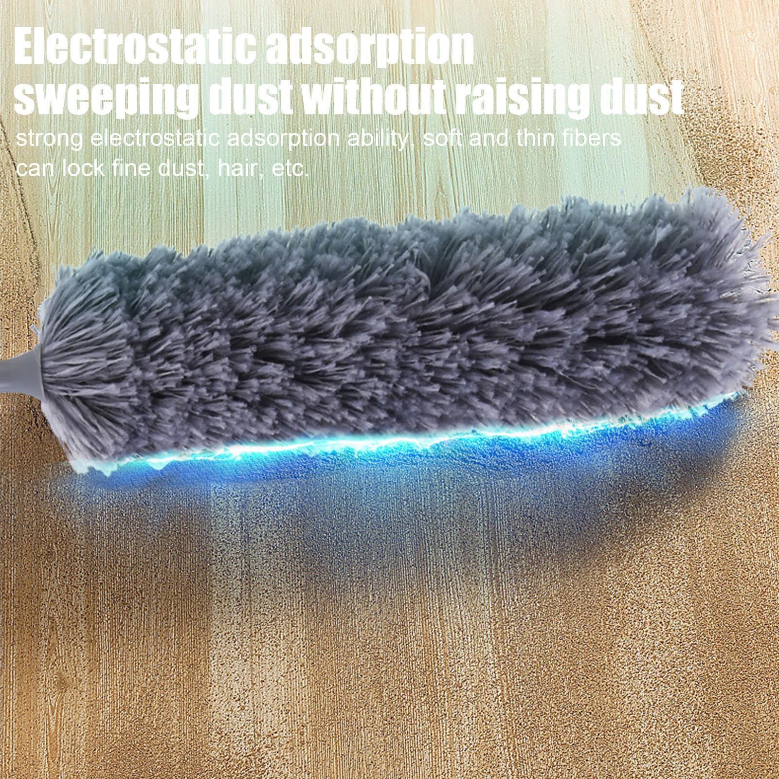 DALYNN Cleaning Duster, 360 Rotating Feather Cleaning Duster, Flexible Microfiber Cleaning Tool with Bendable Head, Washable Home Dust Collector Mop, Extension Pole Ceiling Cleaner for Officee Furniture